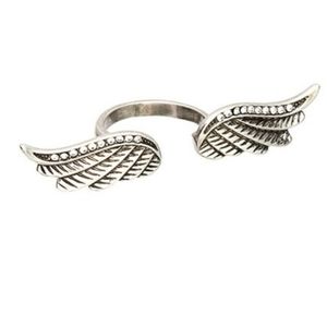 Silvertone Open Wings Ring